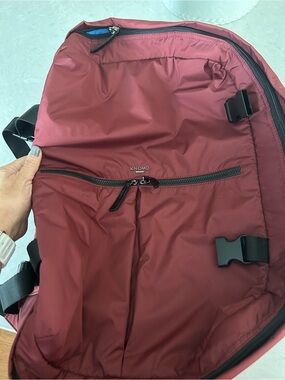 KNOMO London Men's/womens Burgundy Travel Backpack - Sleek. Laptop area